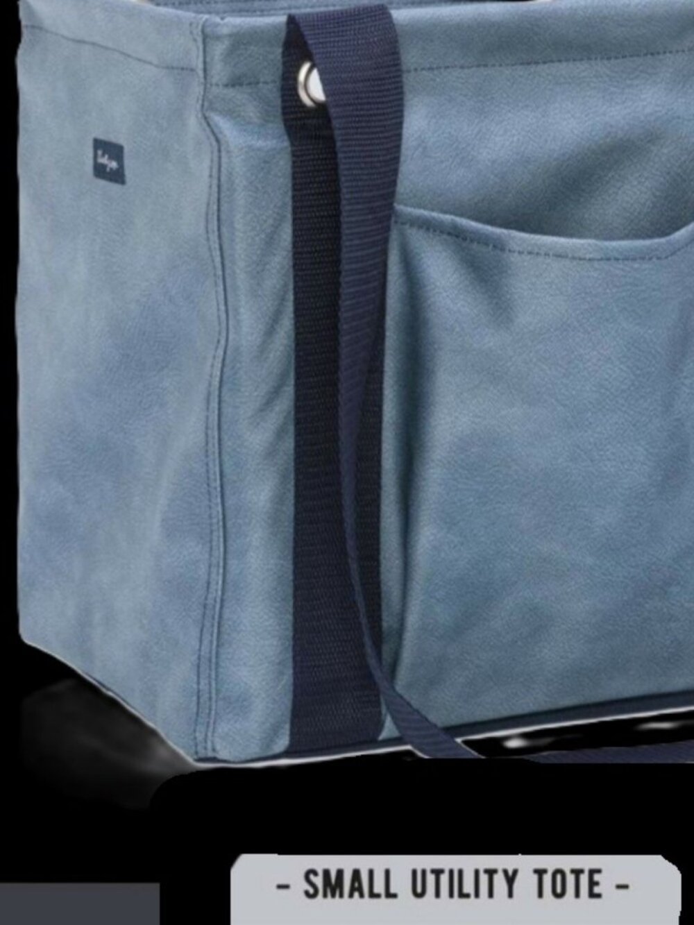 Thirty One Square Utility Tote BLUE DISTRESSED DENIM New